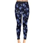 Stylized Floral Intricate Pattern Design Black Backgrond Inside Out Leggings