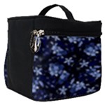 Stylized Floral Intricate Pattern Design Black Backgrond Make Up Travel Bag (Small)