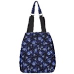 Stylized Floral Intricate Pattern Design Black Backgrond Center Zip Backpack