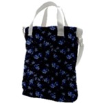 Stylized Floral Intricate Pattern Design Black Backgrond Canvas Messenger Bag