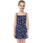 Stylized Floral Intricate Pattern Design Black Backgrond Kids  Summer Sun Dress