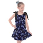Stylized Floral Intricate Pattern Design Black Backgrond Kids  Tie Up Tunic Dress