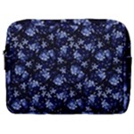 Stylized Floral Intricate Pattern Design Black Backgrond Make Up Pouch (Large)