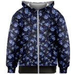 Stylized Floral Intricate Pattern Design Black Backgrond Kids  Zipper Hoodie Without Drawstring