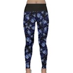 Stylized Floral Intricate Pattern Design Black Backgrond Lightweight Velour Classic Yoga Leggings