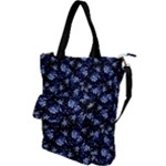 Stylized Floral Intricate Pattern Design Black Backgrond Shoulder Tote Bag