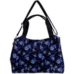Stylized Floral Intricate Pattern Design Black Backgrond Double Compartment Shoulder Bag