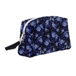 Stylized Floral Intricate Pattern Design Black Backgrond Wristlet Pouch Bag (Medium)