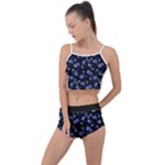 Stylized Floral Intricate Pattern Design Black Backgrond Summer Cropped Co-Ord Set