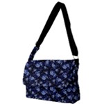 Stylized Floral Intricate Pattern Design Black Backgrond Full Print Messenger Bag (L)