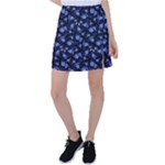 Stylized Floral Intricate Pattern Design Black Backgrond Tennis Skirt