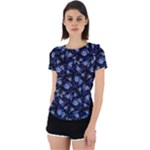 Stylized Floral Intricate Pattern Design Black Backgrond Back Cut Out Sport T-Shirt