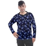 Stylized Floral Intricate Pattern Design Black Backgrond Men s Pique Long Sleeve T-Shirt