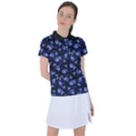 Stylized Floral Intricate Pattern Design Black Backgrond Women s Polo T-Shirt