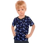 Stylized Floral Intricate Pattern Design Black Backgrond Kids  Sports T-Shirt