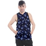 Stylized Floral Intricate Pattern Design Black Backgrond Men s Sleeveless Hoodie