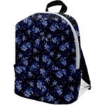 Stylized Floral Intricate Pattern Design Black Backgrond Zip Up Backpack
