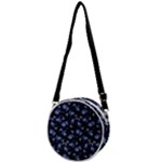 Stylized Floral Intricate Pattern Design Black Backgrond Crossbody Circle Bag