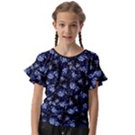 Stylized Floral Intricate Pattern Design Black Backgrond Kids  Cut Out Flutter Sleeves