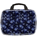 Stylized Floral Intricate Pattern Design Black Backgrond Travel Toiletry Bag With Hanging Hook