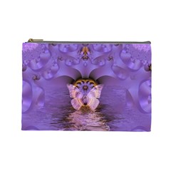 Artsy Purple Awareness Butterfly Cosmetic Bag (Large) from ZippyPress Front