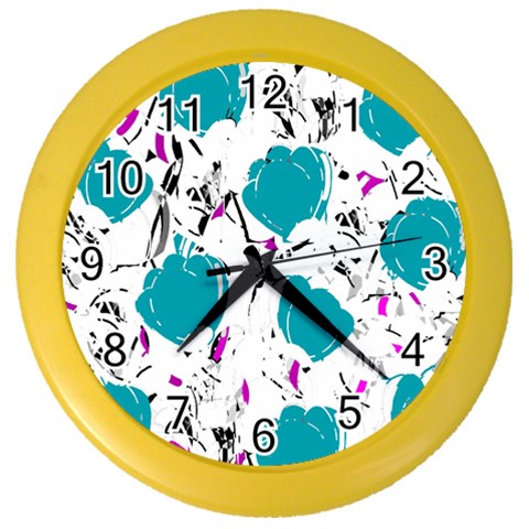Cyan roses Color Wall Clocks from ZippyPress Front
