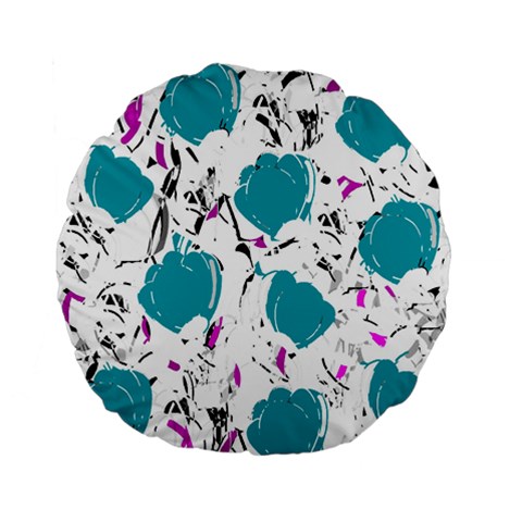 Cyan roses Standard 15  Premium Flano Round Cushions from ZippyPress Front