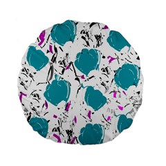 Cyan roses Standard 15  Premium Flano Round Cushions from ZippyPress Back