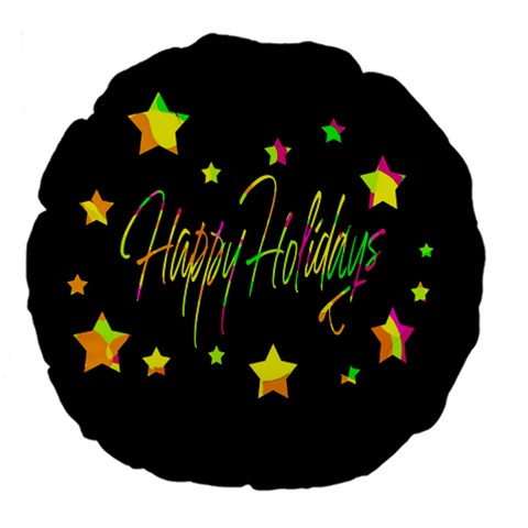 Happy Holidays 4 Large 18  Premium Flano Round Cushions from ZippyPress Front