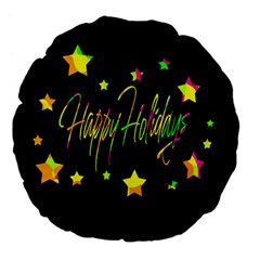 Happy Holidays 4 Large 18  Premium Flano Round Cushions from ZippyPress Front