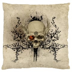 Awesome Skull With Flowers And Grunge Large Cushion Case (Two Sides) from ZippyPress Front
