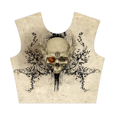 Awesome Skull With Flowers And Grunge Cotton Crop Top from ZippyPress Front