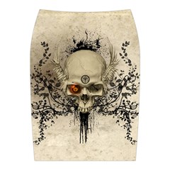 Awesome Skull With Flowers And Grunge Midi Wrap Pencil Skirt from ZippyPress Back