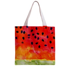 Abstract Watermelon Zipper Grocery Tote Bag from ZippyPress Front