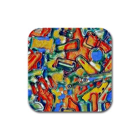 Colorful painted shapes                      Rubber Square Coaster (4 pack from ZippyPress Front