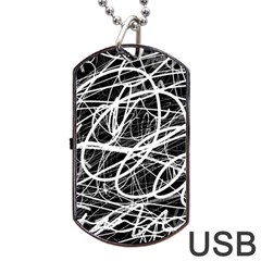 Ink Texture Colorful Blots Red Dog Tag USB Flash (Two Sides) from ZippyPress Back