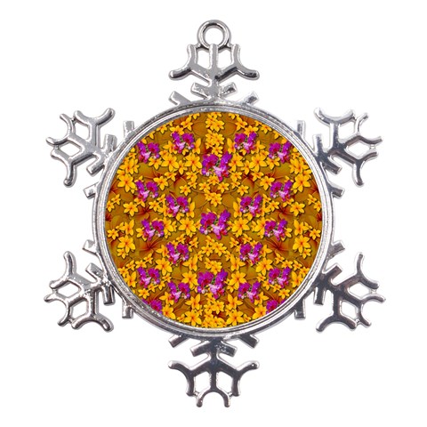 Blooming Flowers Of Orchid Paradise Metal Large Snowflake Ornament from ZippyPress Front