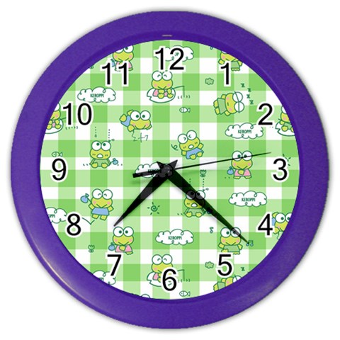 Frog Cartoon Pattern Cloud Animal Cute Seamless Color Wall Clock from ZippyPress Front