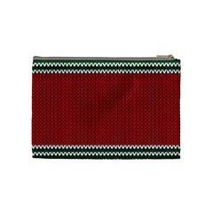 Christmas Pattern, Fabric Texture, Knitted Red Background Cosmetic Bag (Medium) from ZippyPress Back