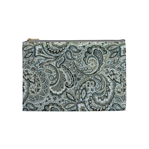 Gray Paisley Texture, Paisley Cosmetic Bag (Medium) from ZippyPress Front