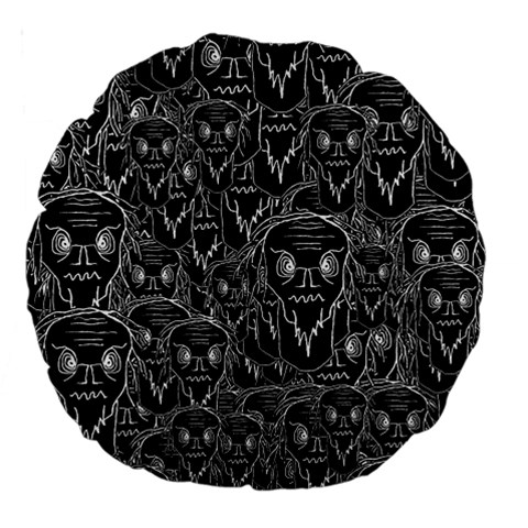 Old man monster motif black and white creepy pattern Large 18  Premium Round Cushions from ZippyPress Front