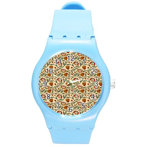 Floral Design Round Plastic Sport Watch (M) from ZippyPress Front