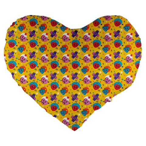 Heart Diamond Pattern Large 19  Premium Flano Heart Shape Cushions from ZippyPress Front