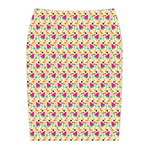 Summer Watermelon Pattern Midi Wrap Pencil Skirt from ZippyPress Back