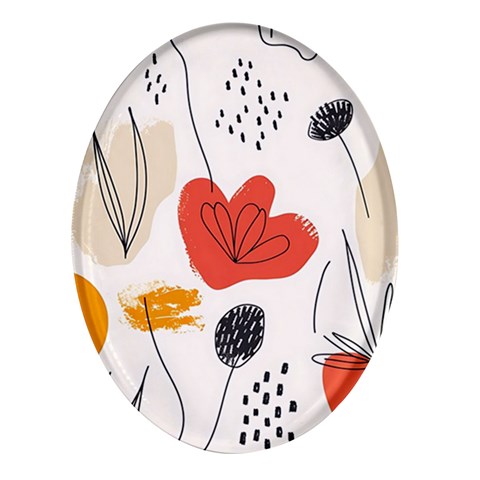 Floral Leaf Oval Glass Fridge Magnet (4 pack) from ZippyPress Front