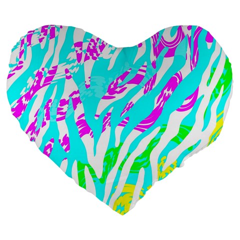 Animal Print Bright Abstract Large 19  Premium Flano Heart Shape Cushions from ZippyPress Front