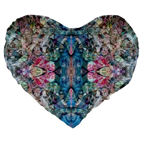 Turquoise arabesque Large 19  Premium Flano Heart Shape Cushions from ZippyPress Front