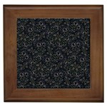 Midnight Blossom Elegance Black Backgrond Framed Tile
