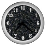 Midnight Blossom Elegance Black Backgrond Wall Clock (Silver)