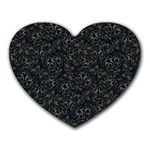 Midnight Blossom Elegance Black Backgrond Heart Mousepad